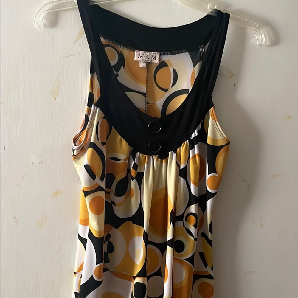MKM Women's Geometric Print Top - Black and Yellow